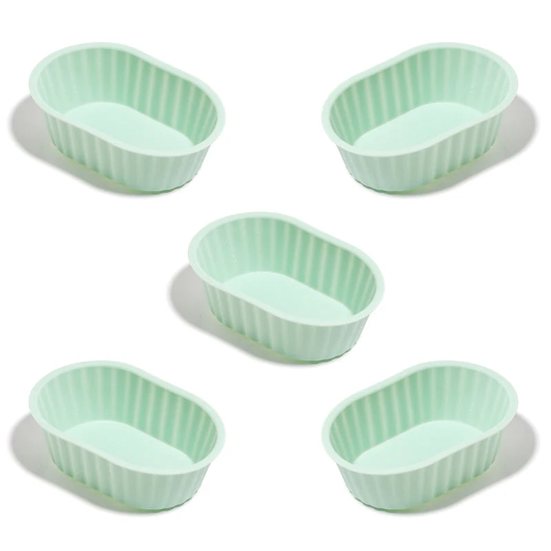 5PCS Reusable Oval Silicone Muffin Cups Non-Stick Cake Mold  Baking Mould for Air Fryer Oven DIY Brownie Pastry Bakeware