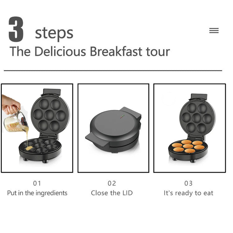 Household Cupcake Maker Electric Cupcake Machine 1000W Cake Pop Maker Non-Stick Surface Makes 6 Cup Cakes for Breakfast Machine