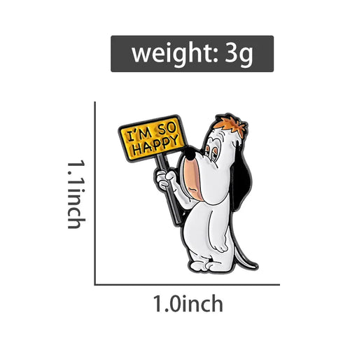 Cartoon Cute Dog I’m So Happy Enamel Pins Funny Animation Brooches Backpack Lapel Badge Animal Jewelry Gifts for Kids Friends