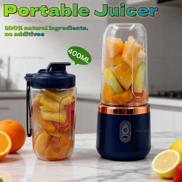 Double Cup Portable Blender USB Juicer Fruit Mixer for Smoothies Milkshakes and Juices Compact Food Processor Orange Juicer