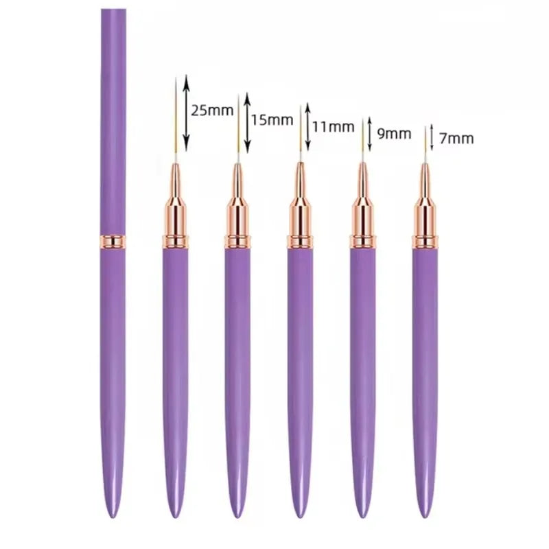 5pcs Nail Art Liner Brush Set UV Gel Nail Brushes Kits French Stripe Line Painting Drawing Flower Pen Professional Manicure Tool
