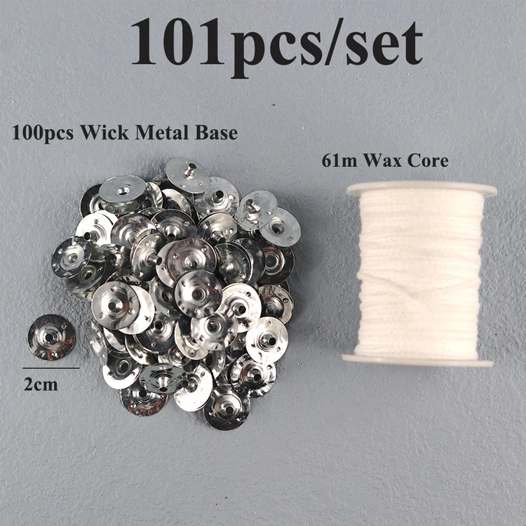 Smokeless Candle Wicks 2.6-20cm Pre-Waxed Cotton Core Wicks with Metal Sustainer Tabs DIY Handmade Candle Making Tools