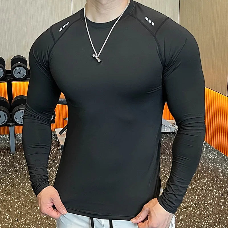 Men Compression Running T-shirt Fitness Tight Long Sleeve Sport Shirts Training Jogging Tops Dry Fit Undershirt Gym Sportswear