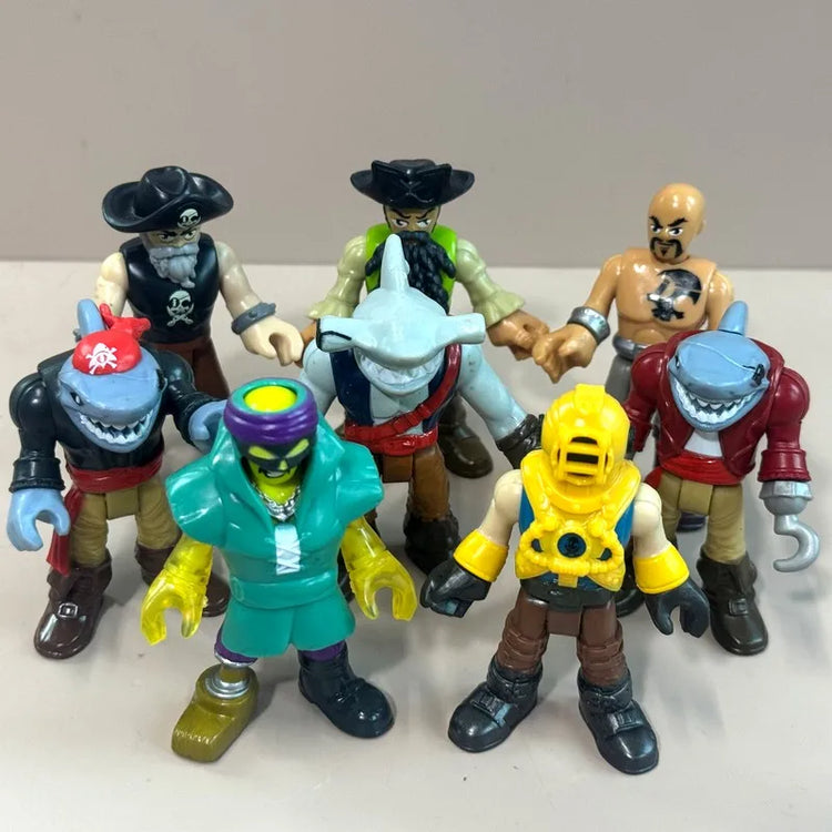 Set Imag-inext Pirate Adventures Shark Pirate Captain Hook Deckmate Ghost Blackbeards Figures 2.8'' Models Cake Topper Kid Toy