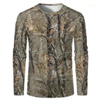 Men Camouflage Forest Hunting T-shirt Utdoor Quick Drying Breathable Hiking Long Sleeve T-shirt Fishing Camping Sports Tops Tees