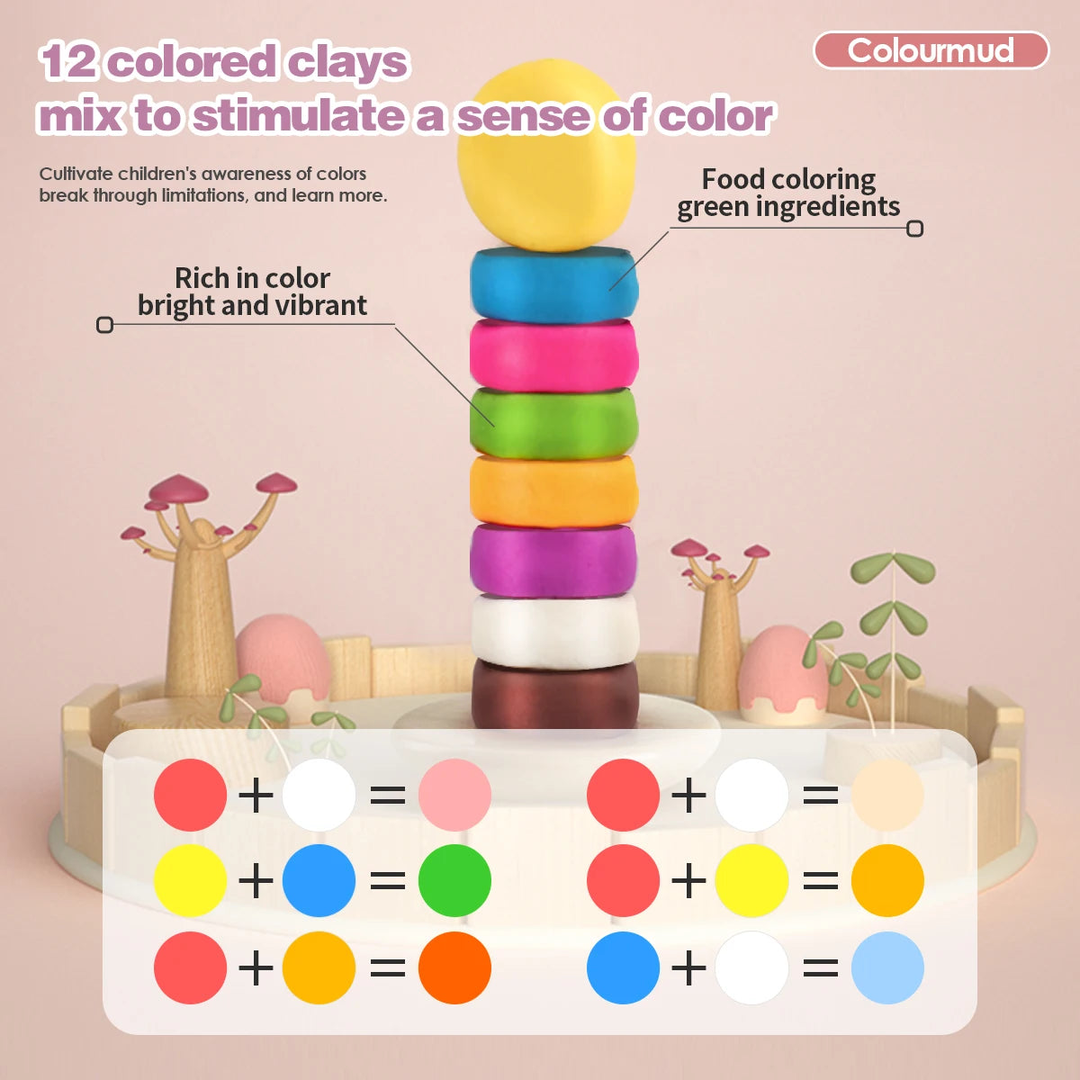 Playdough Noodle Maker Set – Safe Wheat Flour Clay with 12 Colors & Molds for Kids' Creative Pretend Play