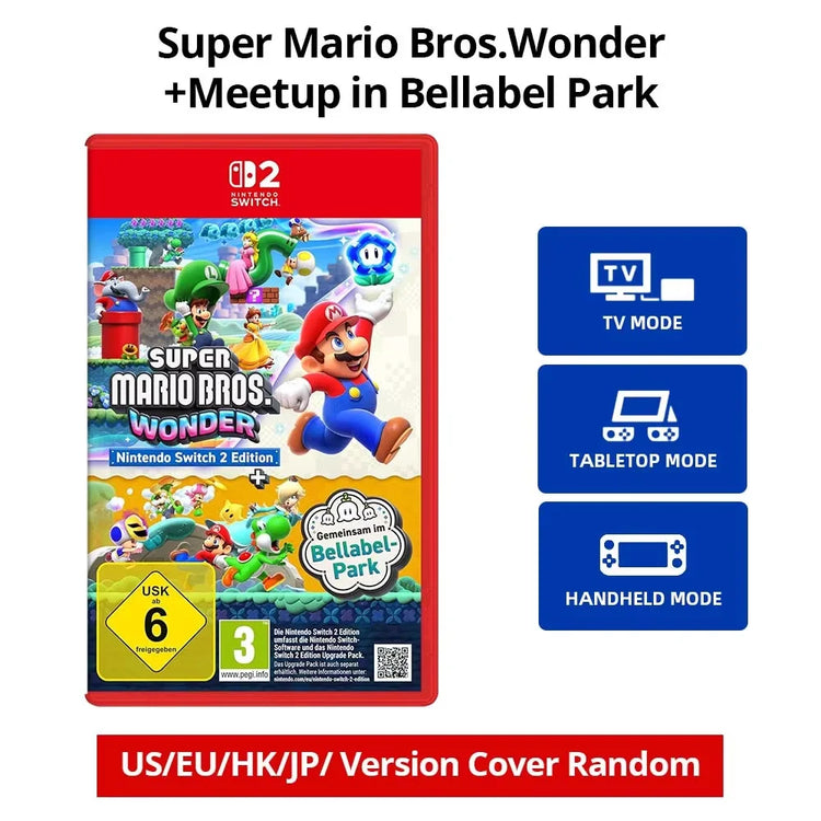 Super Mario Bros. Wonder + Meetup in Bellabel Park - Nintendo Switch 2 Games Deals - Nintendo NS2 Physical Card Game Adventure