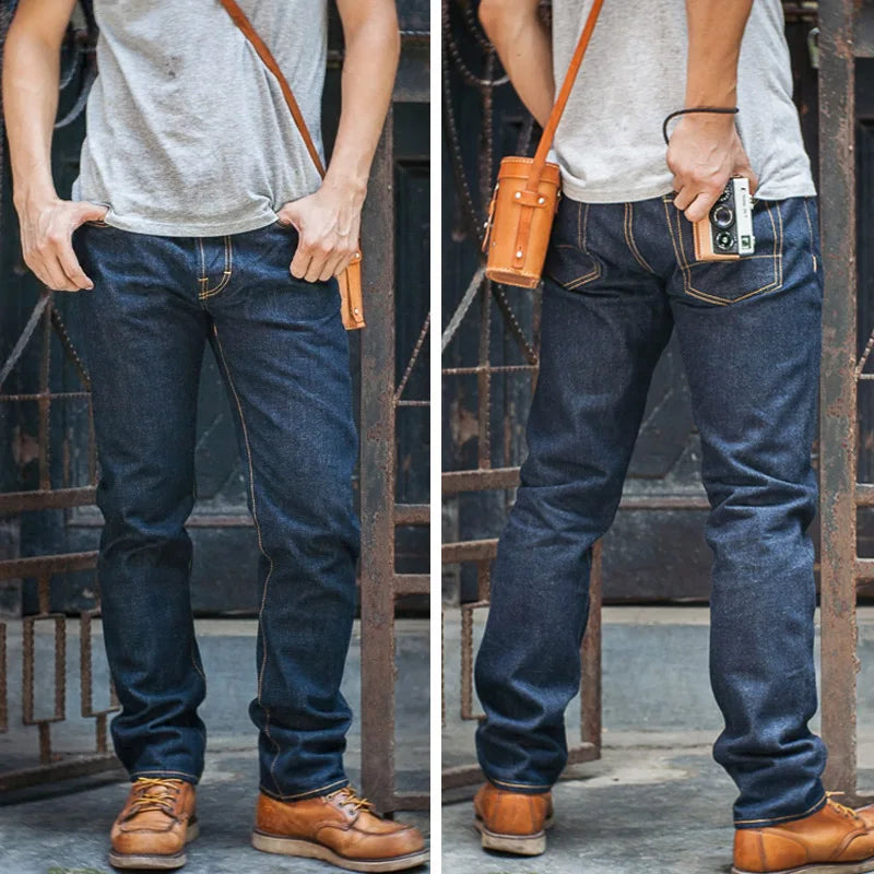 Red Tornado 16oz Slim Straight Fit Jeans Rinsed Pink Selvedge Denim Straight Leg Pants