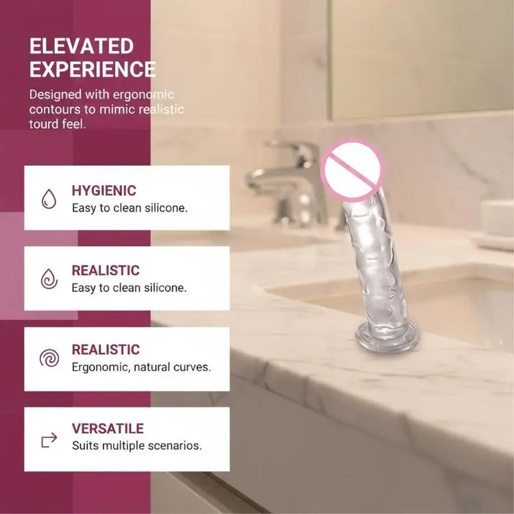 For Adult Sex Masturbator G Spot Realistic Dildo For Women TPE Beginner Clear Dildo With Strong Suction Cup Hands-Free Play