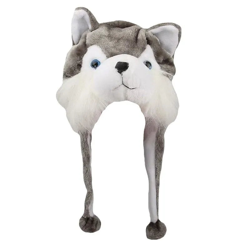 Fashionable Children's Winter Hat Plush Tiger Head Design Scarf Neck Protection Halloween Performance Cap Kids Warm Cozy Hat
