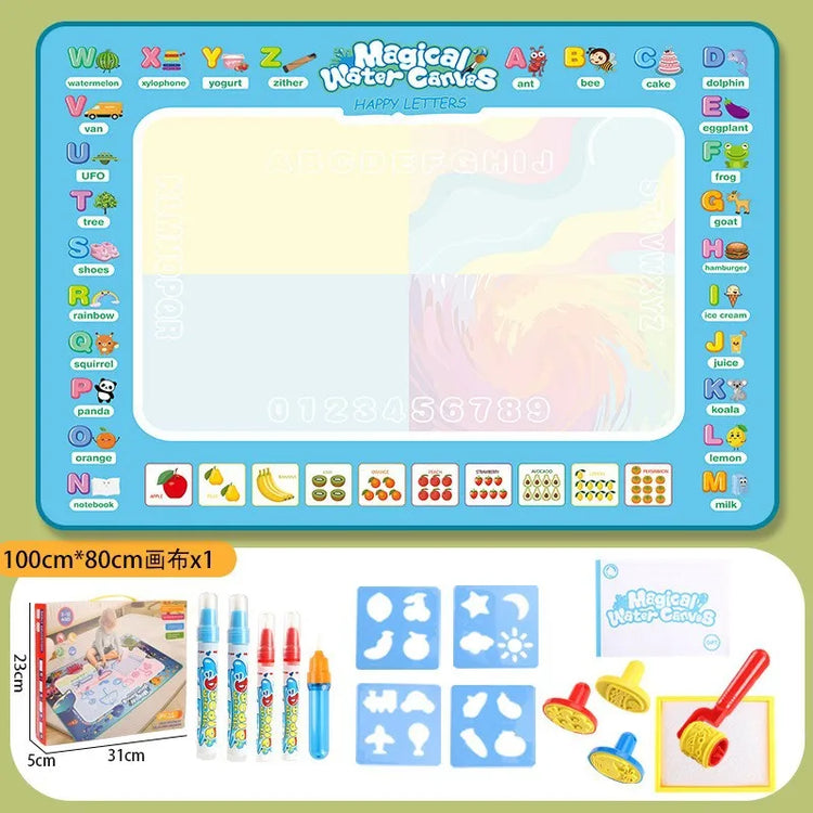 100x80CM Magic Water Drawing Mat with Reusable Magic Pens Montessori Painting Board for Doodling Educational Toys and  Gifts