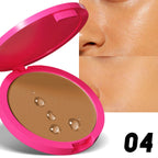 Natural Matte Pressed Powder Oil Control Brighten Whitening Face Base Foundation Compact Concealer Makeup Cosmetics