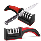 Easy and Fast Knife Sharpener, 3-Stage Sharpening System for Kitchen Knives with Non-Slip Ergonomic Handle, Safe and Efficient