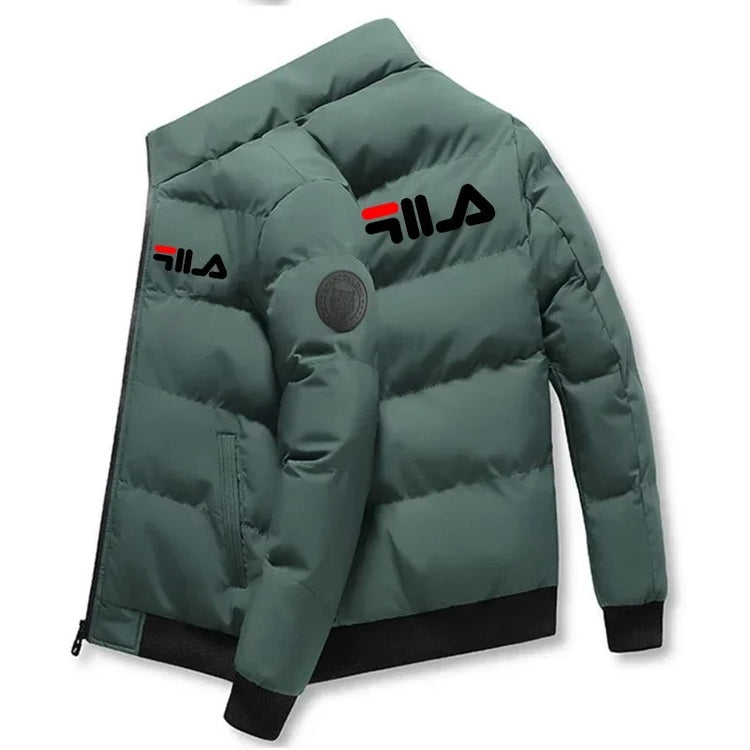 Short Thick Warm Jacket Men Fall Winter Printed Zip Windproof Outdoor Casual Outerwear M-5XL
