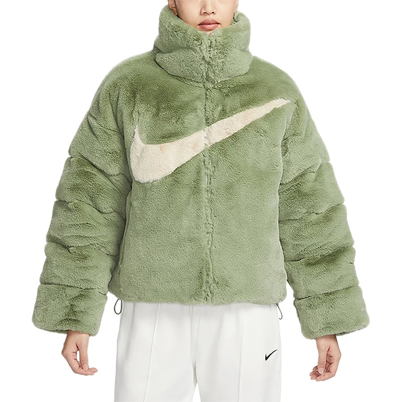 Nike genuine winter women's standing collar faux mink fleece warm jacket FN0461-386
