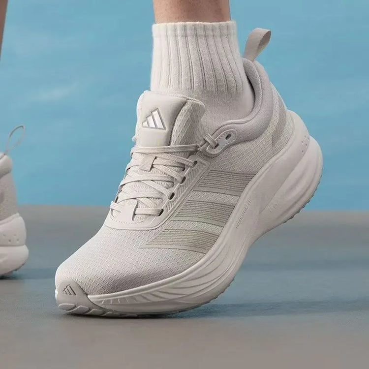 Adidas Floatnova Running Shoes for Men and Women, Comfortable and Versatile, Simple, Non-Slip, Wear-Resistant, Lace-Up, Mesh Fabric, Rubber, Light Gray Kj4605