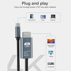 4K HD Video Conversion Cable 2 Meters Type-C to HDTV Braided Screen Projection Cable for TV Computer