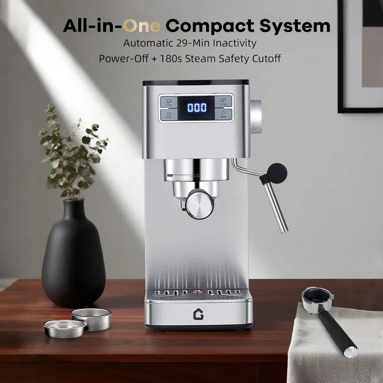 Garvee Compact 20 Bar Espresso Machine–Stainless Steel Professional Coffee Maker with Built-in Auto Milk Frother Touchscreen Control, Fast Quick Start & Constant Heating System for Latte/Cappuccino
