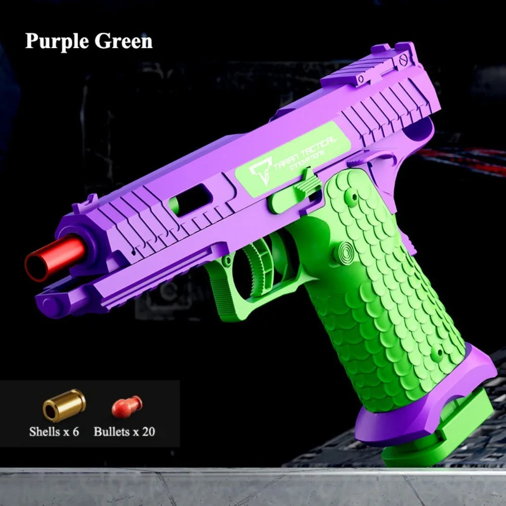 USP Shell Ejecting Soft Bullet Toy Gun Automatic Pull Back Action Shell Throwing Continuous Firing Shooting Games Christmas Gift