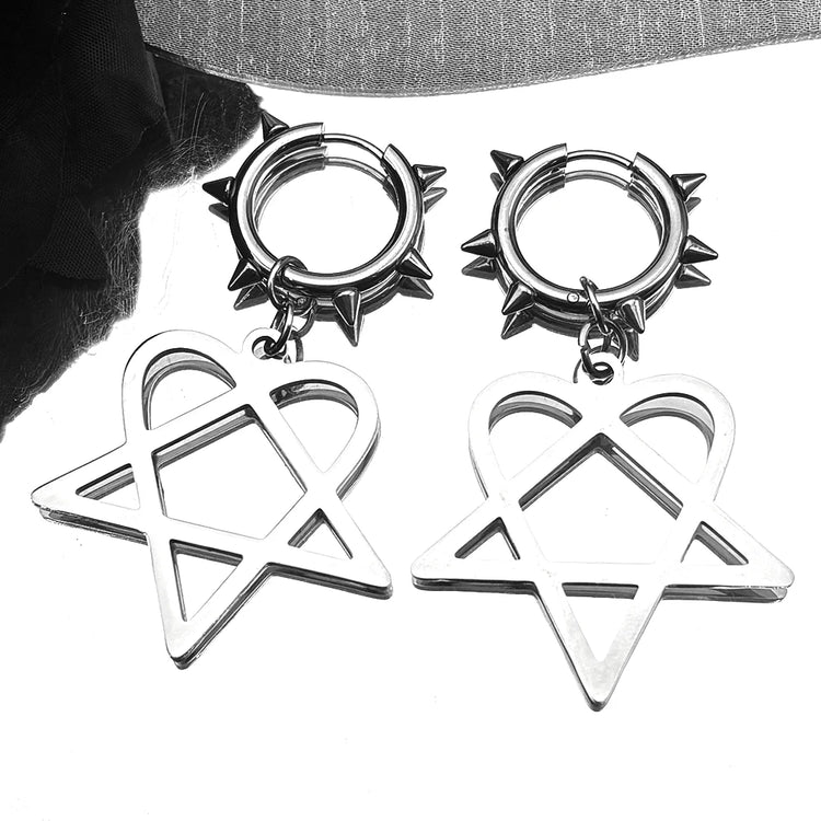 Punk Spike Rivet Hoop Earrings For Women Men Ear Studs Stainless Steel Gothic Hip Hop European and American Earring Jewelry Gift