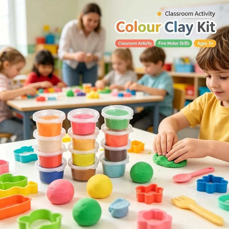12 Colors Kids Playdough Set Clear Cup Safe Clay Dough Creative Handcraft Material Educational Toddler Toys Fun Modeling Kit Box
