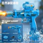Space Electric Water Gun Energy Ring Burst transparent LED Lights Large Capacity Full Auto Continuous Fire Squirt Gun Toy