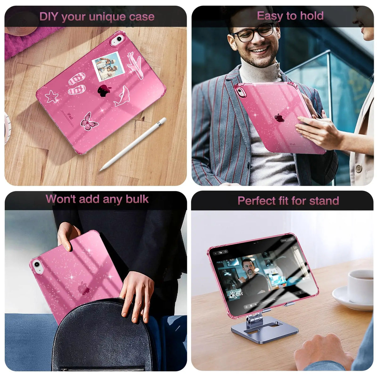 For iPad 11th 10th 9th 8th Generation Air Mini Pro 8.3 9.7 10.2 10.9 11 Shimmering Glittering Soft Silicone Case Airbag Shell