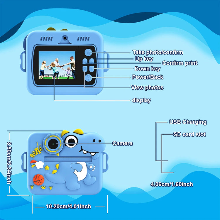 Digital Children Camera For Photography Mini Printer Portable Thermal Instant Print Photo Kids Camera 1080P HD Video Toy Birthday Festivals Gifts