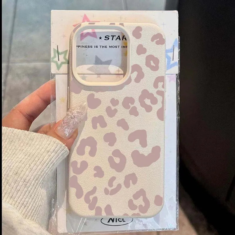 Phone Case For iPhone 16e 16 15 14 13 12 11 Pro Max 16 Plus XS Max X XR Minimalist Leopard Print Lichee Patterns Soft tpu Cover
