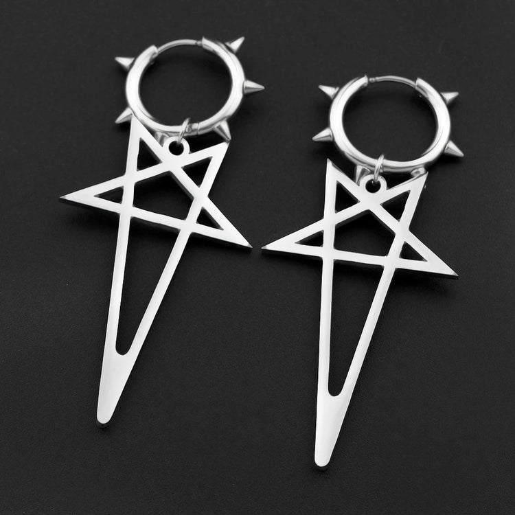 Punk Spike Rivet Hoop Earrings For Women Men Ear Studs Stainless Steel Gothic Hip Hop European and American Earring Jewelry Gift