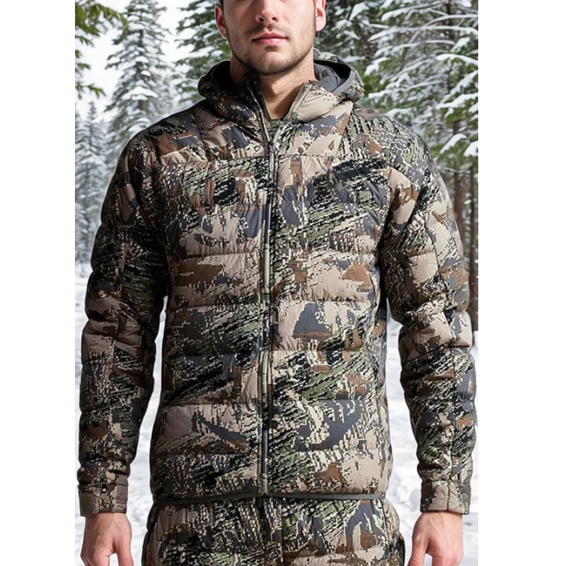 Ainfad Men's Kelvin Light Down Jacket Camouflage Fishing Hunting Down Wear
