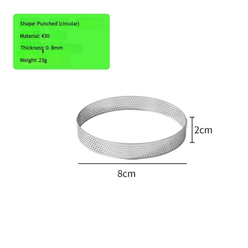 10PCS Round Stainless Steel Tart Ring Heat-Resistant Perforated Molds DIY Mousse Fruit Pie Tartlet Doughnut Mold Kitchen Tools