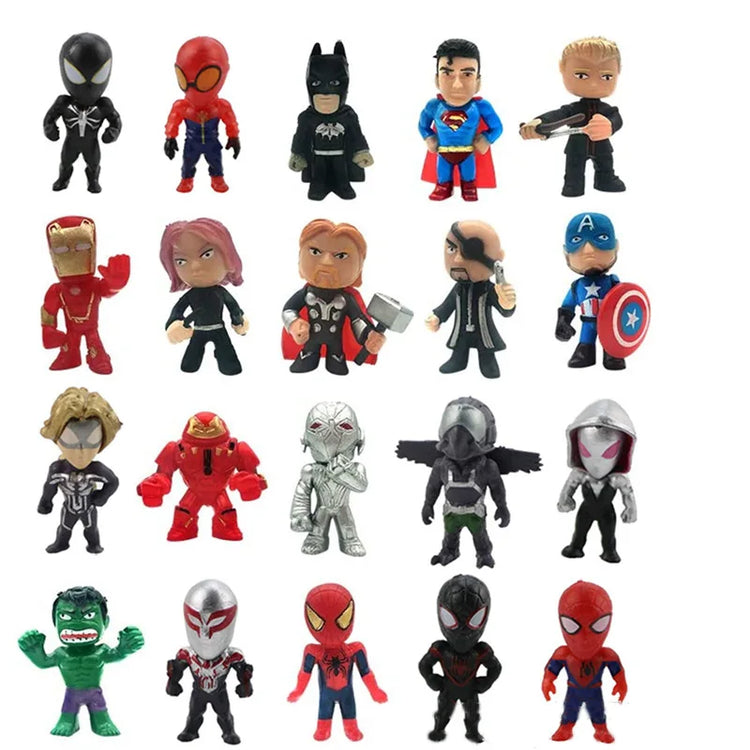 20pcs/set Marvel Avengers Hulk Thor Spider Man venom Captain Decoration action Figure Capsule Toys for kids Xmas Gift