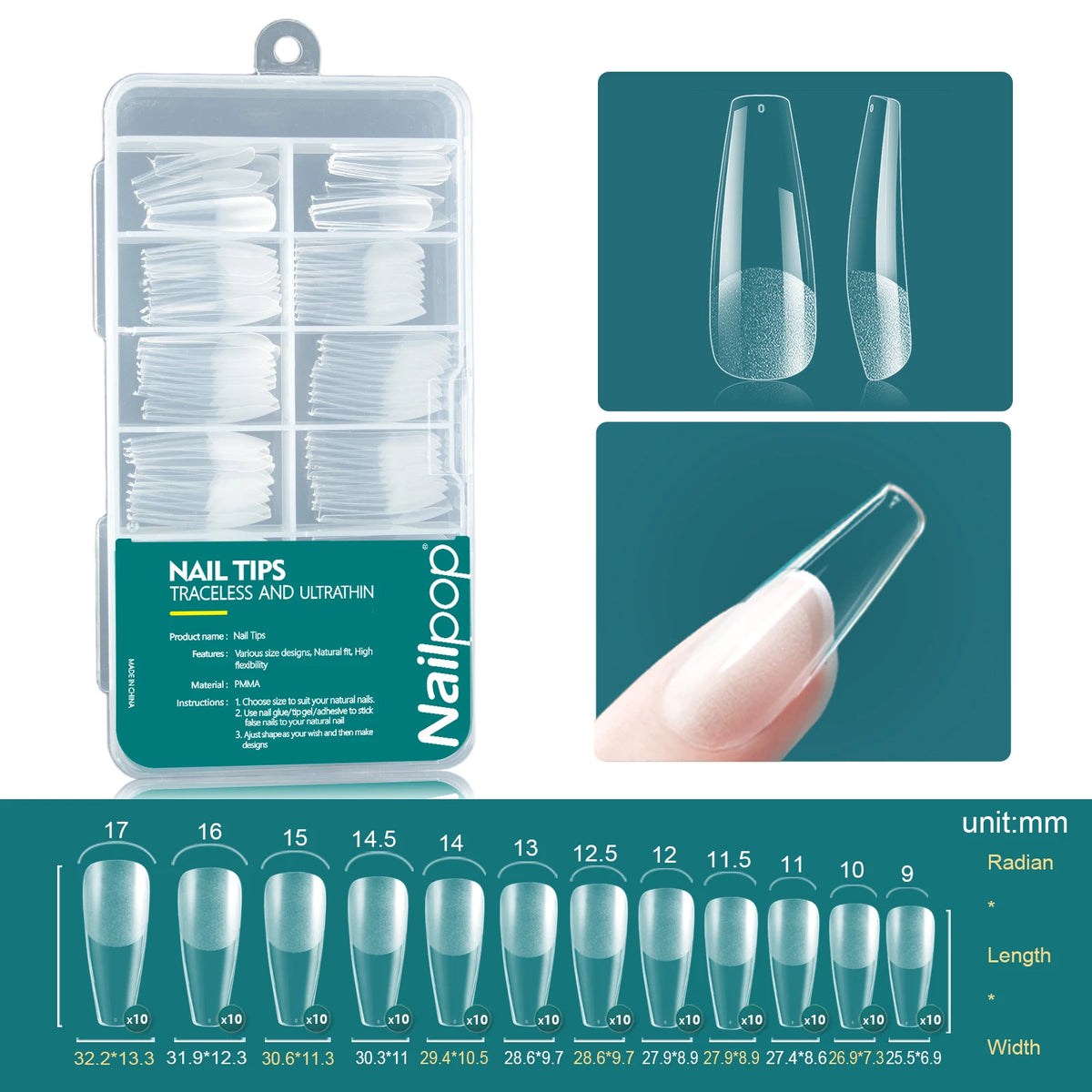 Nailpop 120pcs Acrylic Nails Fake Capsule Short Almond Coffin Square Artificial Nail Extension Soft Gel Tips Accessories Tools