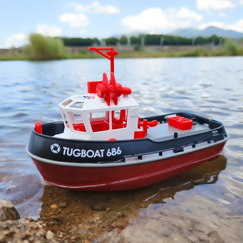 JIKEFUN 686 Rc Boat 2.4G 1/72 Powerful Dual Motor Long Range Wireless Electric Remote Control Tugboat Model  Toys Birthday Gifts