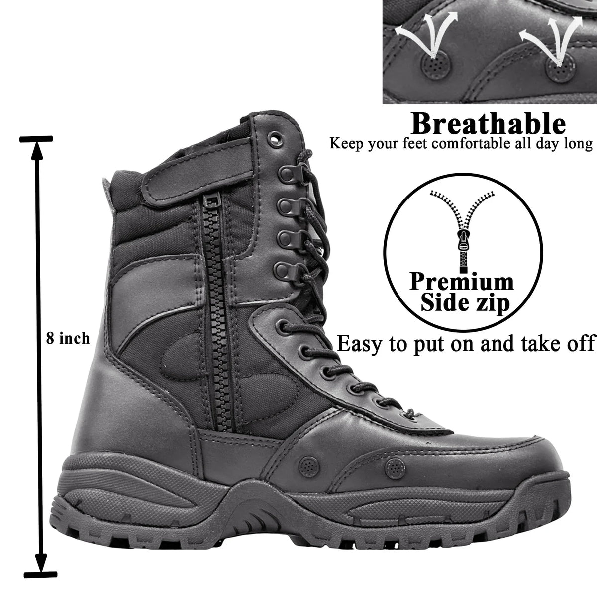 LAHORS® Brand Lightweight Cowhide Leather Tactical Boots Men's Desert Combat Outdoor Hiking Ankle Shoes Men