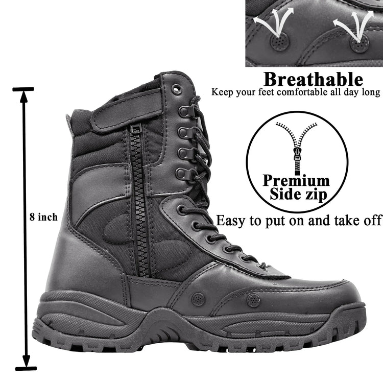 LAHORS® Brand Lightweight Cowhide Leather Tactical Boots Men's Desert Combat Outdoor Hiking Ankle Shoes Men