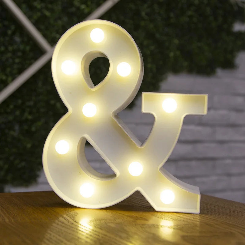 Alphabet Letter LED Nights Lights Number Lamp Decor Party Room Birthday Wall Wedding Home Decorations Personalised Ornaments