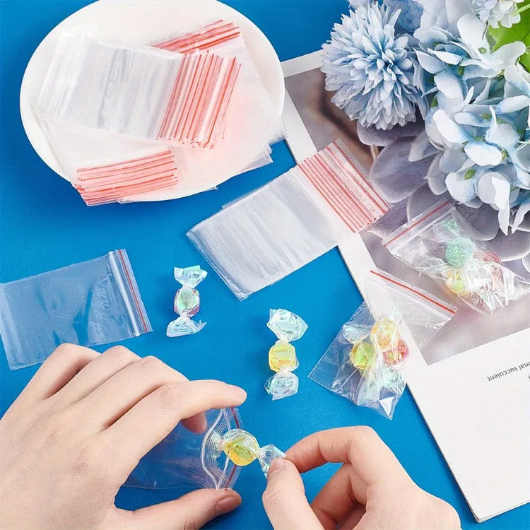 500/100pcs Self Sealed Bags Plastic Storage Bag for Jewelry Food Pills Transparent Zipper Storage Bag Package Pouches Wholesale