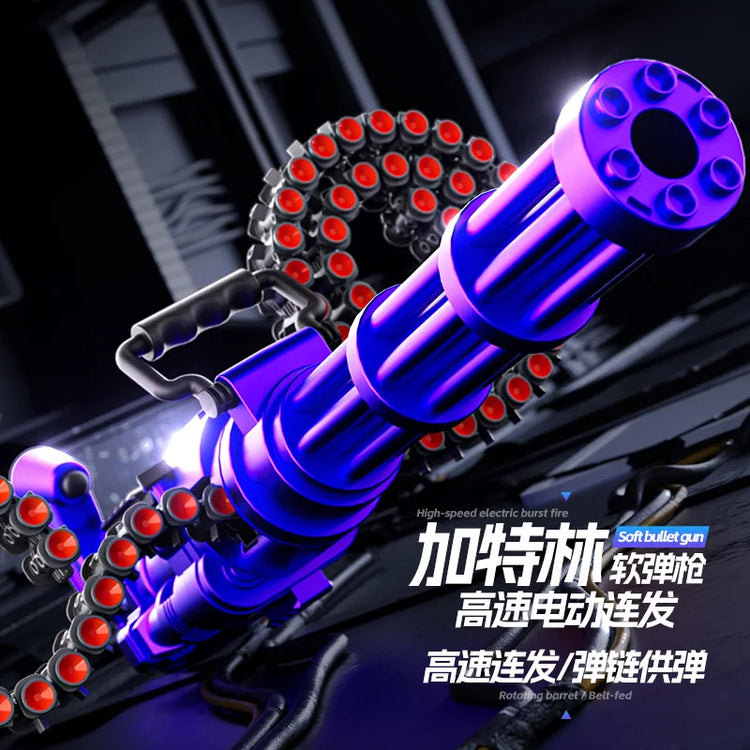 Gold Rotating Chain Gatling Soft Bullet Gun Can Launch Toy Machine Gun Model Chicken Eating Heavy Machine Gun