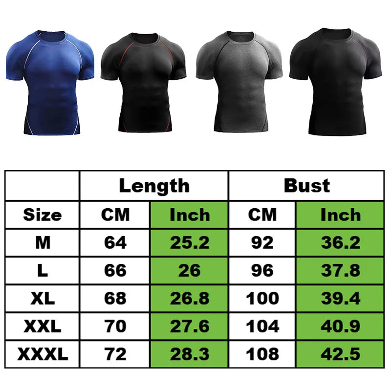 Men's Sports T-Shirt Quick-Dry Tight-Fitting Top Short-Sleeve Sports Shirt Gym Running Training Stretch Slim Fit