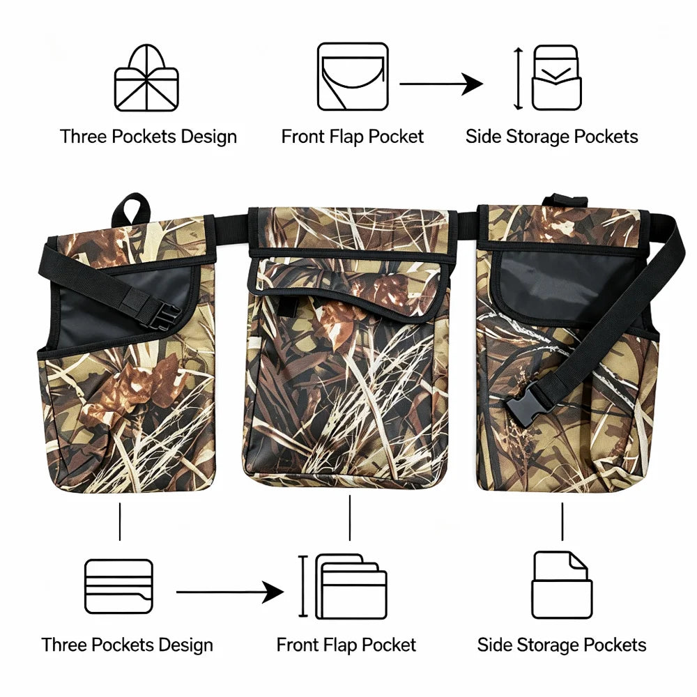 3-in-1 Camo Tactical Hunting Waist Belt Bag , Multi-Pocket Adjustable Outdoor Archery & Hunting Gear Storage Pouch