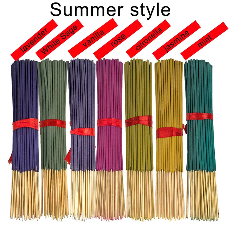 7 Sets of 140 Incense Sticks, Available in Four Seasonal Sets: Rose, Lavender, Sandalwood, Jasmine, Mint, Cherry Blossom, Herbal, and Dragon Blood Wood, with 20 Sticks in Each Pack, Suitable for Home Use, Office, Yoga, Medita