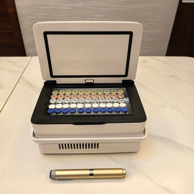 7800mAh 3ml 55 Vials Travel Cooler Peptide Fridge Mini Cosmetic Fridge 0-18 Degrees Medical Freezer Smart Peptide Refrigerators