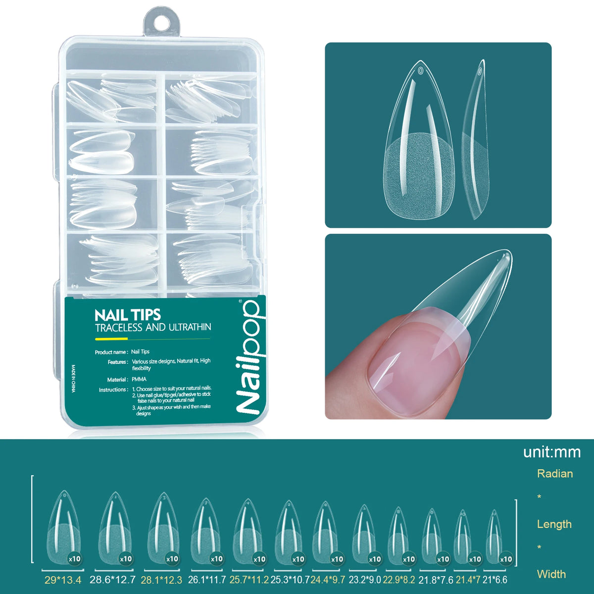 Nailpop 120pcs Acrylic Nails Fake Capsule Short Almond Coffin Square Artificial Nail Extension Soft Gel Tips Accessories Tools