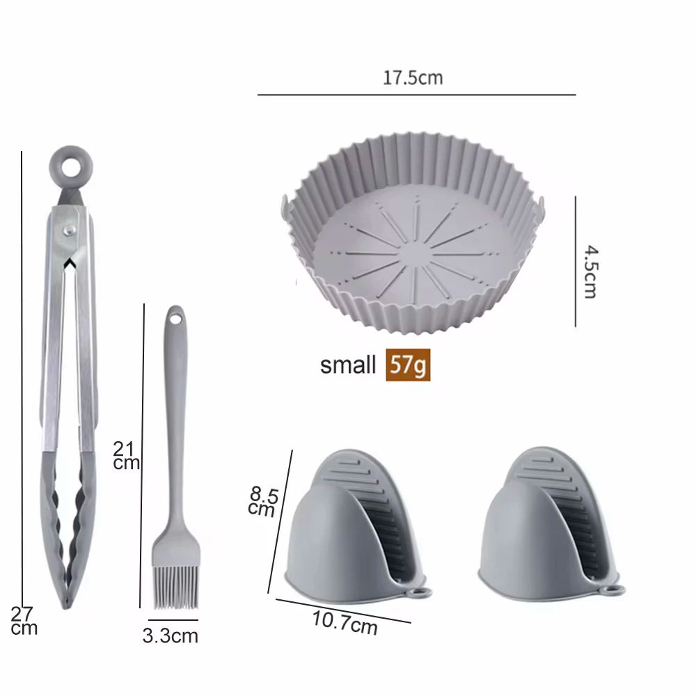 Air Fryer Silicone Basket Tray 20/23cm Round Square 4/5/6/8 Liters XXL Shape Airfryer Case Protector Pan Mold Liner