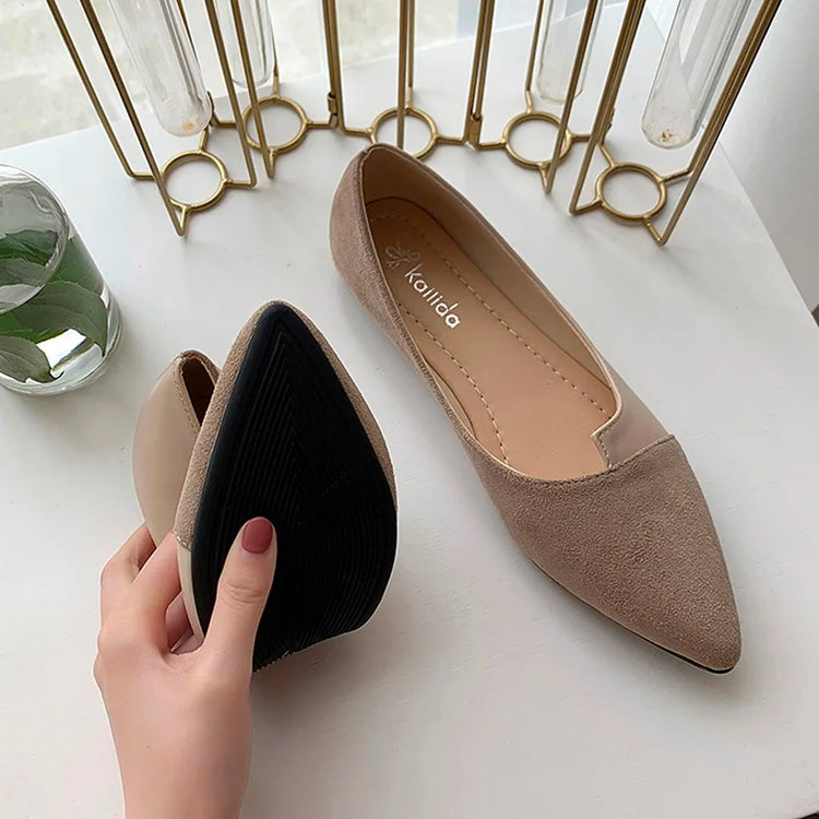 Women Shoes Fashion Splice Mule Flats Pointed Toe Ballerina Ballet Flat Shoe Zapatos Casual Slip On Shoes Mujer Loafers