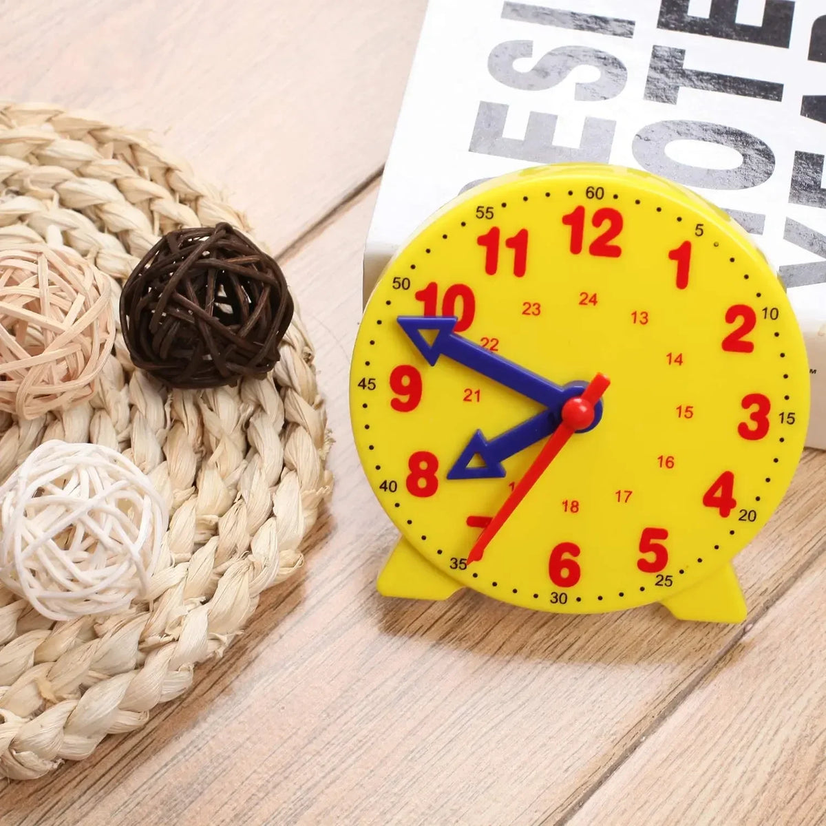 Mini Geared Learning Clock Analog Teaching Clock Telling Time Practice Math Tool Kids Preschool Classroom Home School Supplies