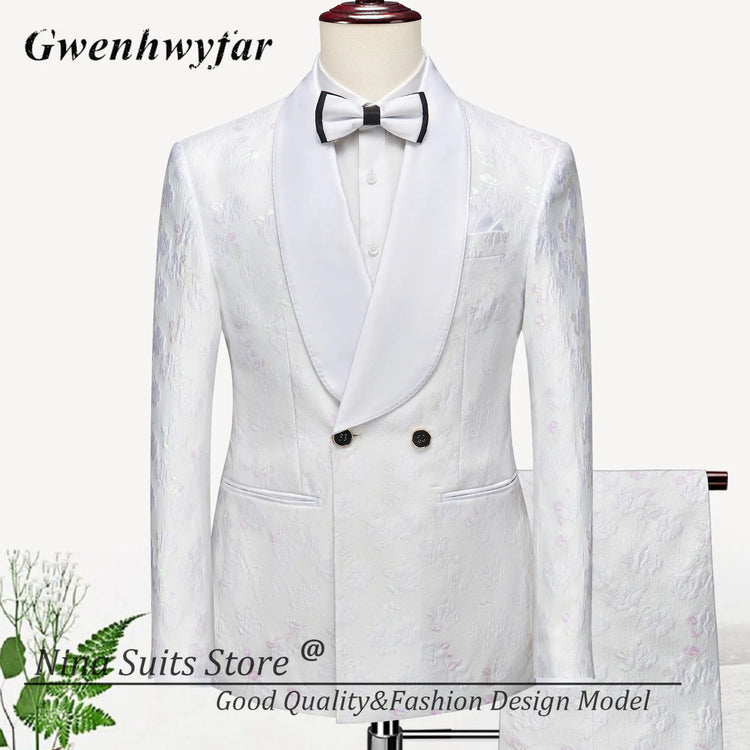 G&N 2026 New Series Men Suits Blazer Beautiful Lilac Purple Floral Pattern Tuxedos 3 Pieces Formal Party Costume Homme Slim Fit