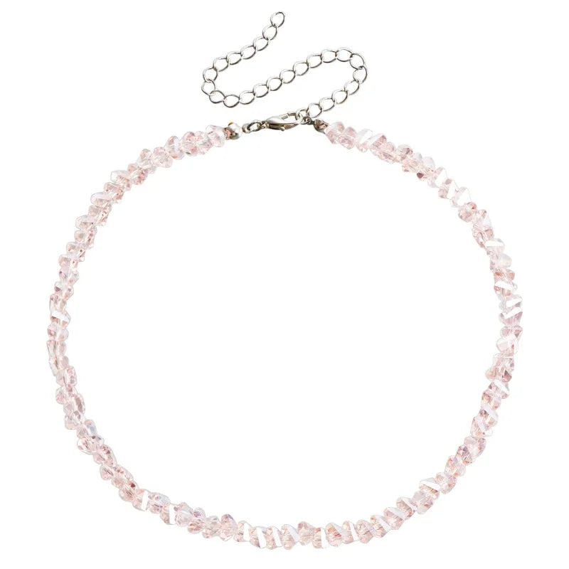 Transparent Crystal Irregular Beaded Choker Necklace for Women Korean Collarbone Clavicle Chain on the Neck Collar Jewelry